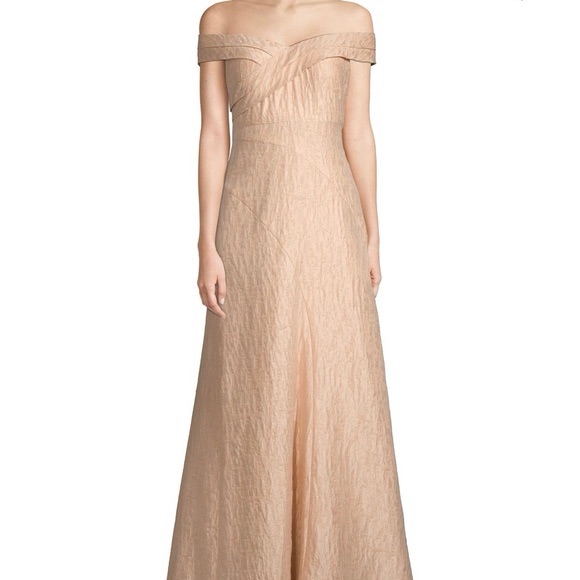 Aidan Mattox Strapless Cream Metallic Gown Size 10 Cotton